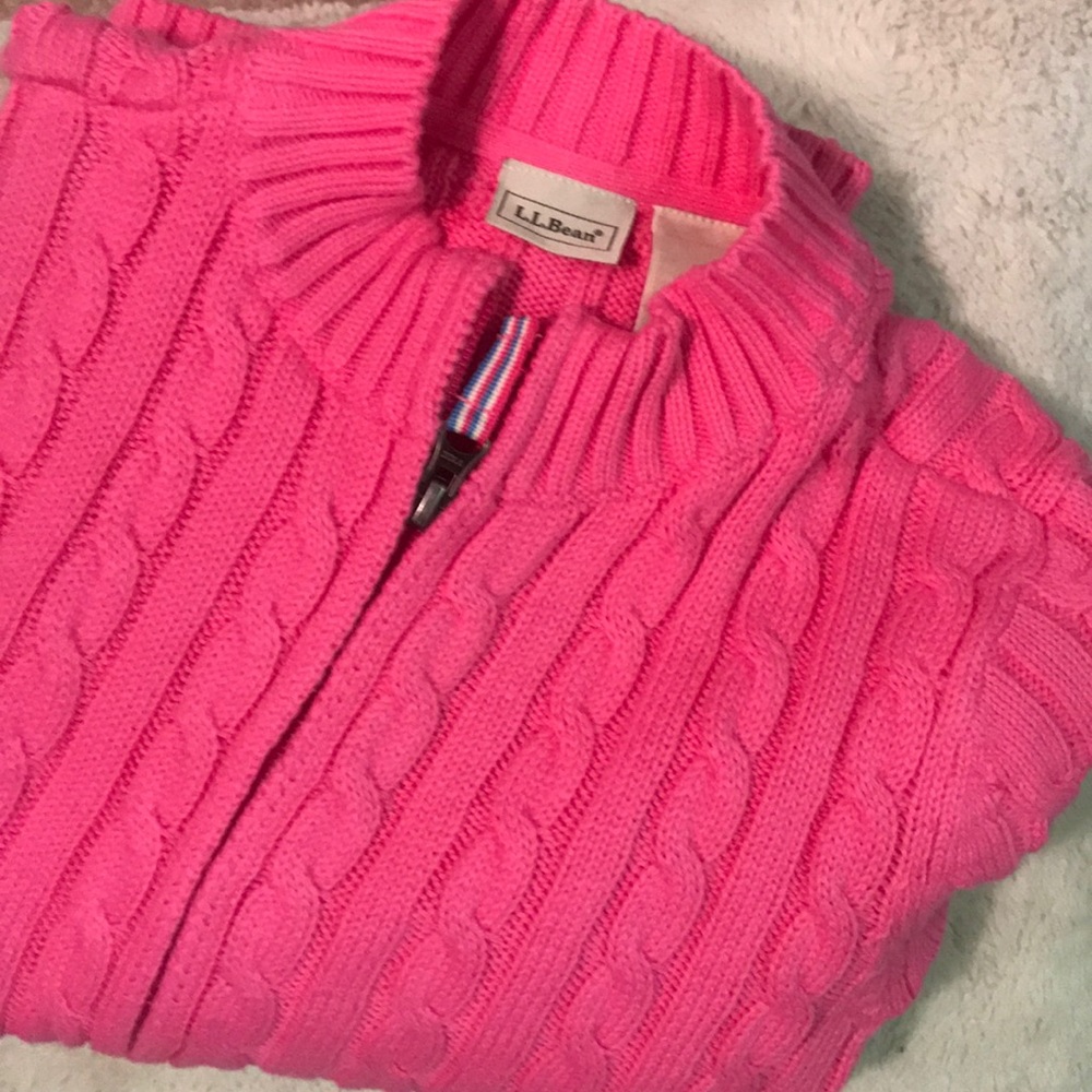 LL Bean Pink Zip Up Sweater